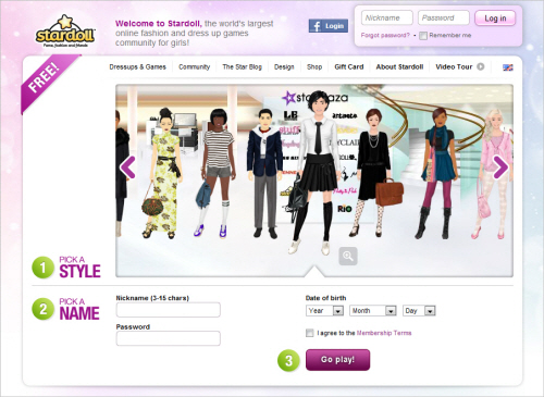 Stardoll-homepage in Best Practices For Designing Websites For Kids