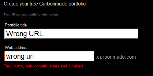 Carbonmade sign-up form