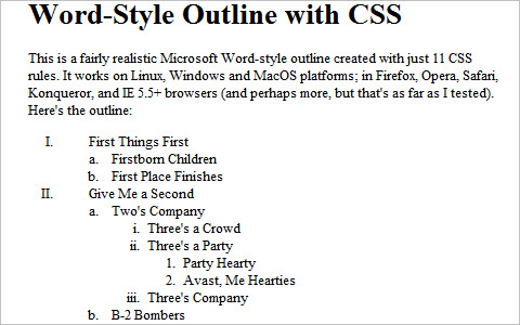 Create a Microsoft Word-Style Outline with CSS