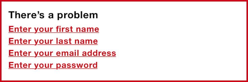 An error summary containing a wall of error messages makes the beginning of the words seem too repetitive.