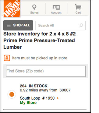 The Home Depot’s mobile website.