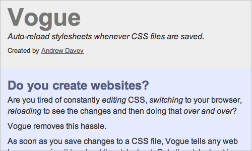 Vogue - Auto-reload stylesheets whenever CSS files are saved