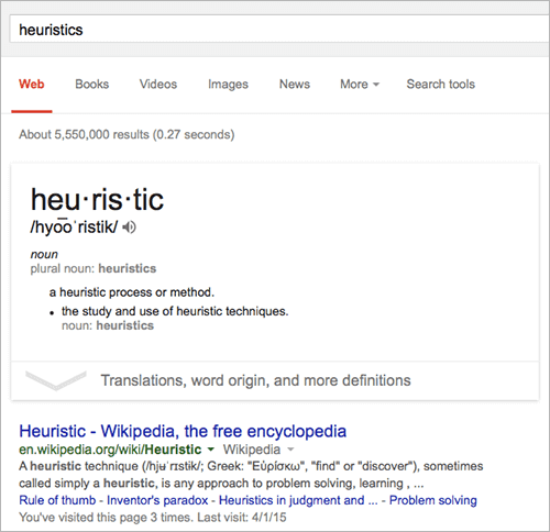 Like Google, people assume that results that are easy to process and related to their topic are most important