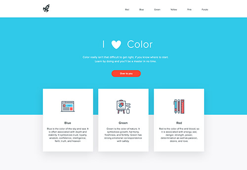 Color palette applied to a website layout