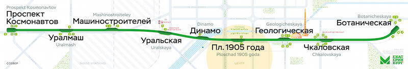 Ekaterinburg metro map — 2017