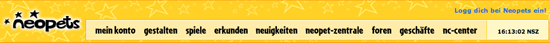 Navigation bar of Neopets in German