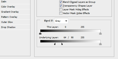 The “Blend If” sliders separated.