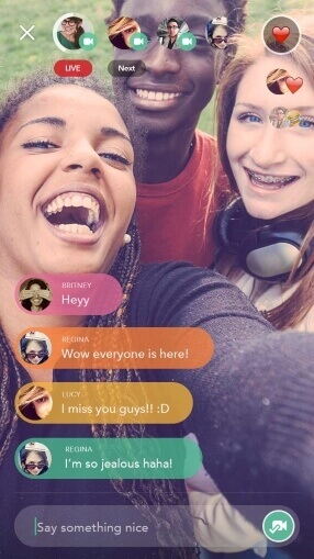 Screenshot of Chubble app showing livestream of friend emotions