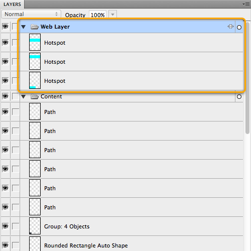 Web Layer in the Layers panel