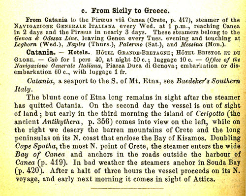 Baedeker’s “Greece,” Leipzig, 1909. Clarendon used for emphasis.