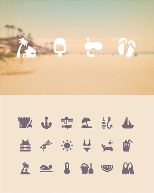 Travel Icons related to aquatic and forestry activities.