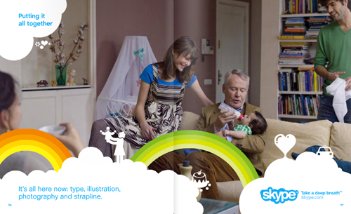 Skype showing text, illustration, photography together