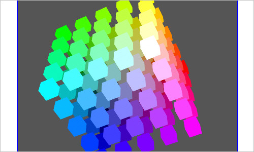 Rotating color cube box with CSS3 animation, transforms and gradients