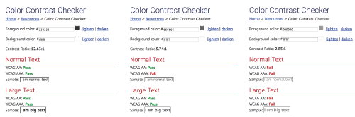 Test dark-gray, medium-gray and light-gray using the WebAim Color Contrast Checker.