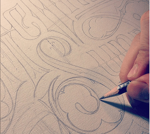 hand lettering draft by Thiago Bellotti