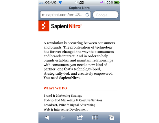 Sapient Nitro - Mobile Site