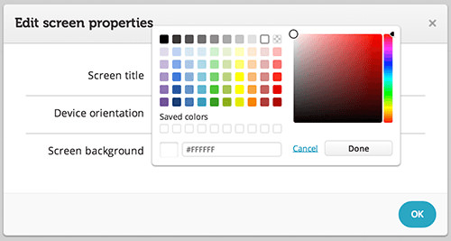 The screen background color selector.
