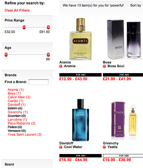 theperfumeshop.com facets