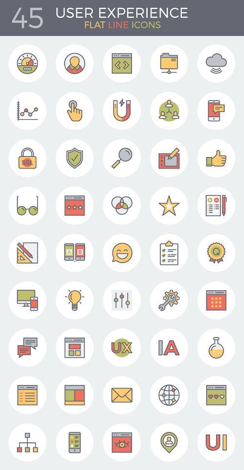 A Preview Of The Flat Line UX Icon Set