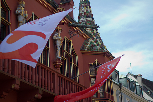 Smashing Flags outside the conference venue.