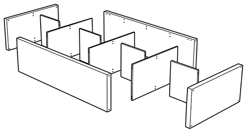 Ikea Kalax bookcase shown during assembly