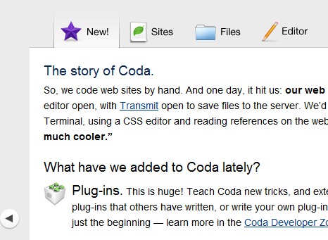 Coda uses animation to switch panes.