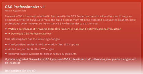 CSS Professionalzr v1.1 (Fireworks extension).