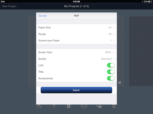 You can adjust the paper size, number of screens per page and other options.
