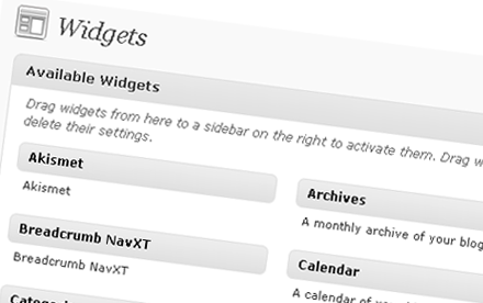 WordPress Widgets Page
