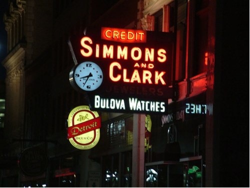 Vintage Signage - Simmons and Clark Jeweler in Downtown Detroit
