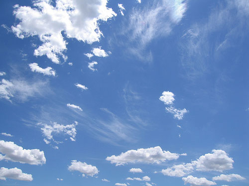 Photo of a blue sky with some clouds