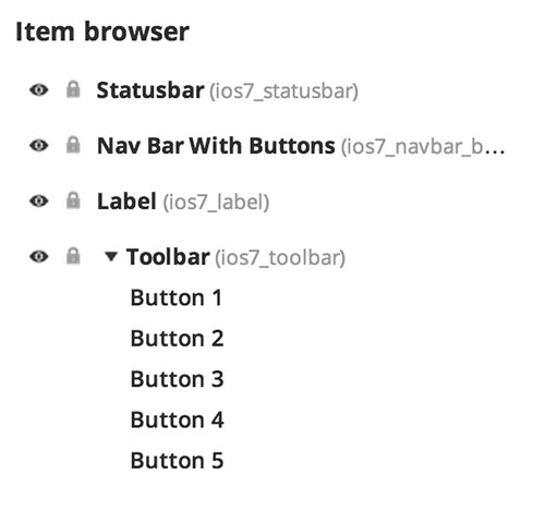 The Item browser with a set of components.