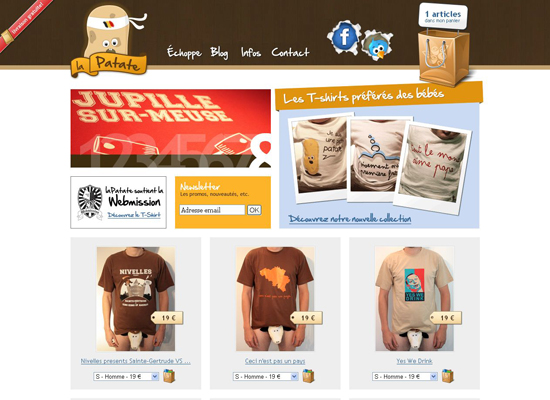 lapatate website, creative and funny design of Belgian t-shirt, online store