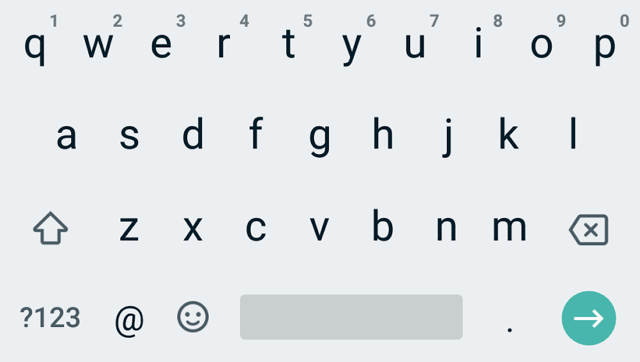 Android’s onscreen keyboard for the email field.