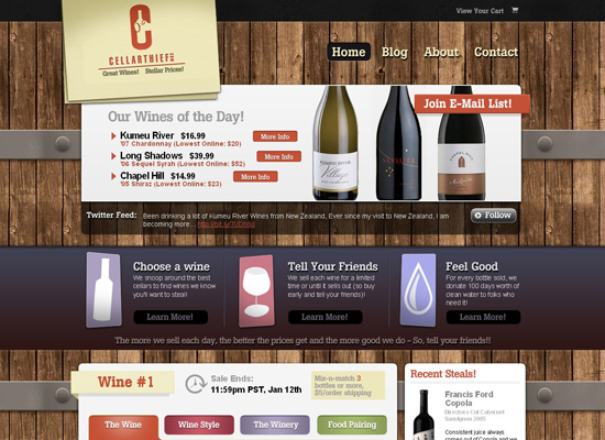 cellarthief website, a beautiful online wine store