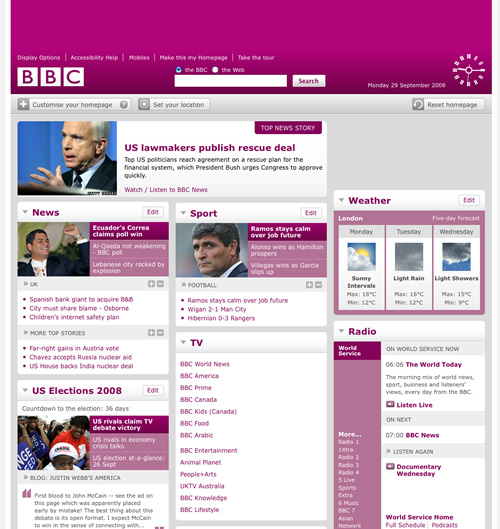 BBC Website Screenshots