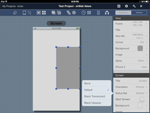 Blueprint has new popup screens for menu options.