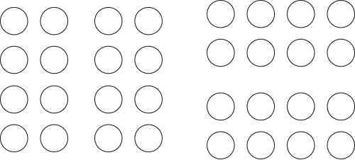 Columns and rows of circles