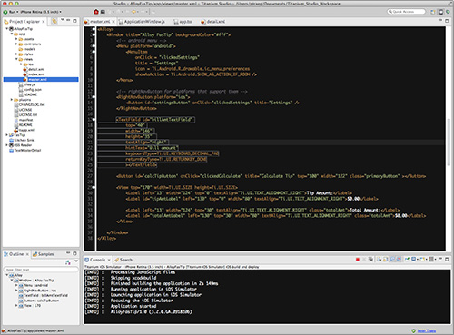 Titanium Studio IDE overview.