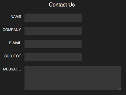 an example of Contact Us form on back background