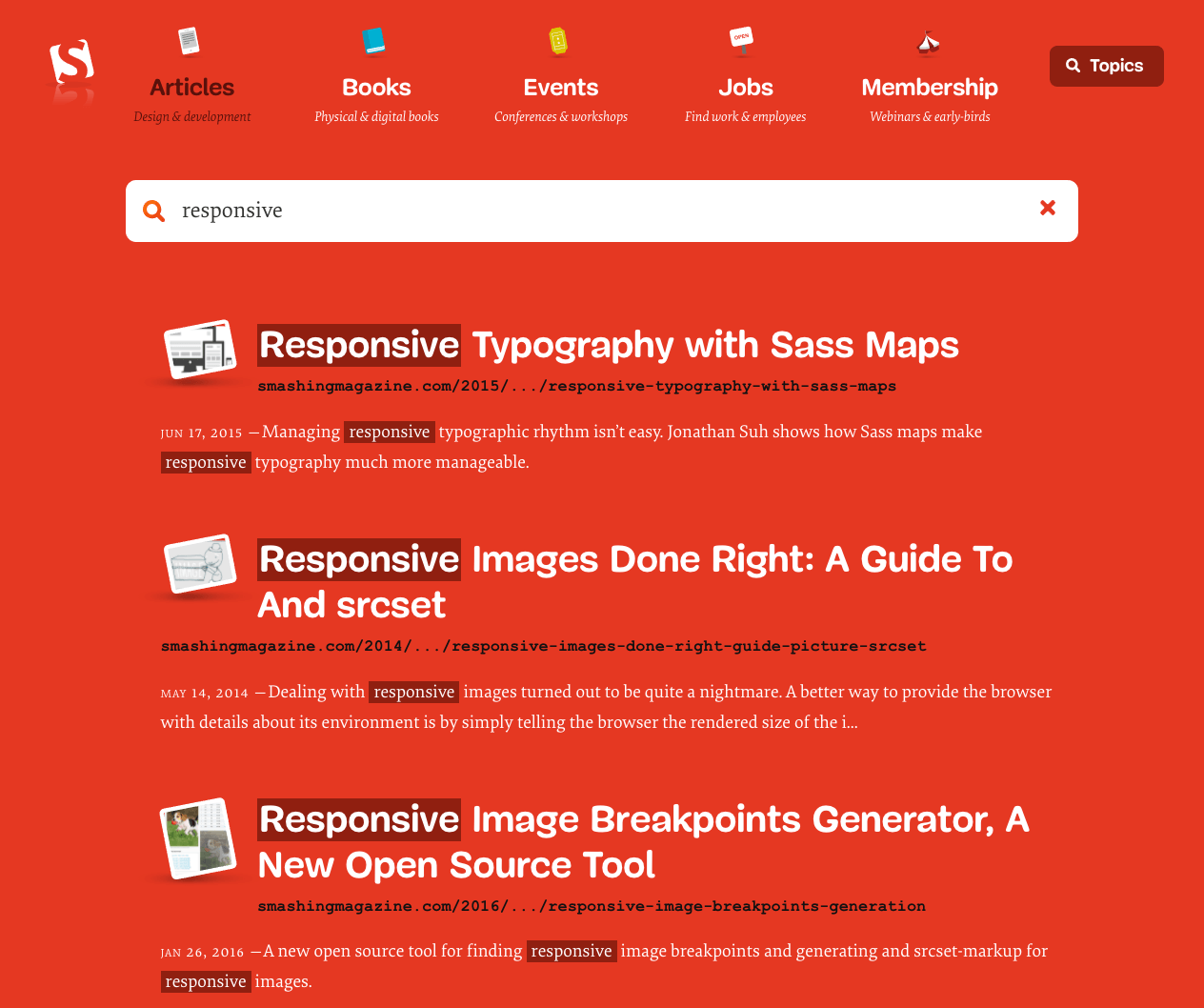 Inline search on SmashingMag