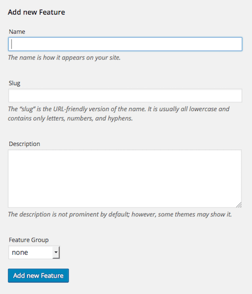 create term form with meta data field