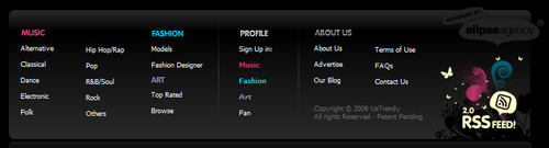 Footers - Us Trendy: Music, Fashion, Design and Art Portfolios. All in one place.