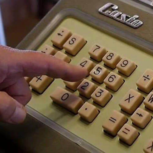 old picture showing layout of keys on Casio’s ten-key numeric keypad