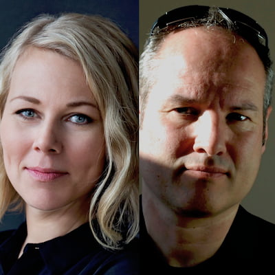 A photo of Trine Falbe on the left, and Martin Michael Frederiksen on the right