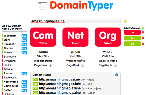 Screenshot Domaintyper