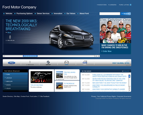Ford Motors Website Screenshots