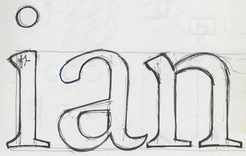 Sketches of Legitima. The additional weight where the strokes change direction (top) as well as the diversity of angles in the italics (bottom) are some of the characteristics that were preserved in the digital fonts.
