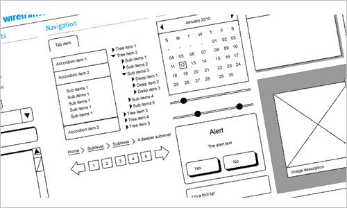 Dragnet website wireframes kit for Adobe Fireworks