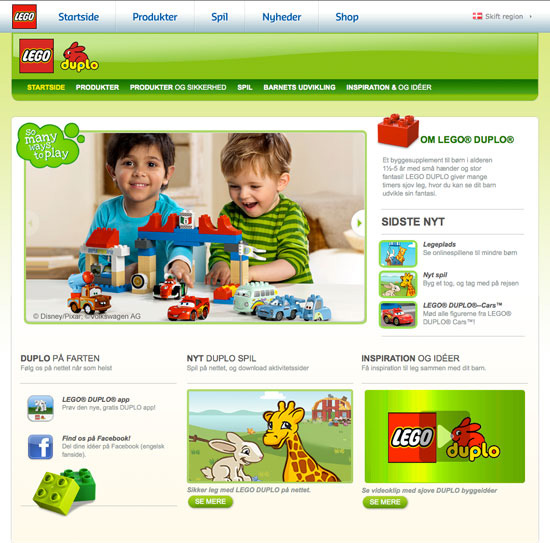 Lego Duplo website in Danish